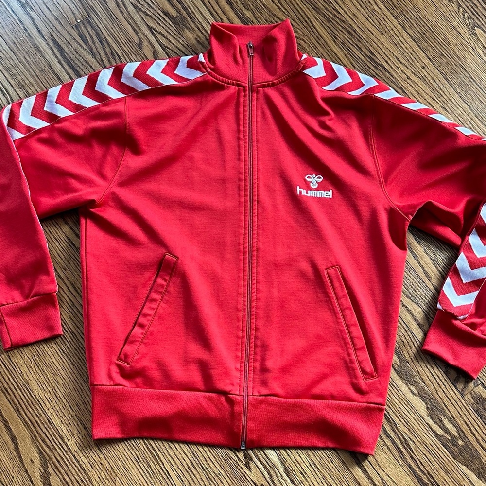 Hummel Red Track Jacket with White Chevron